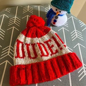 Baby Gap M/L Dude! Red Pom Stocking Cap